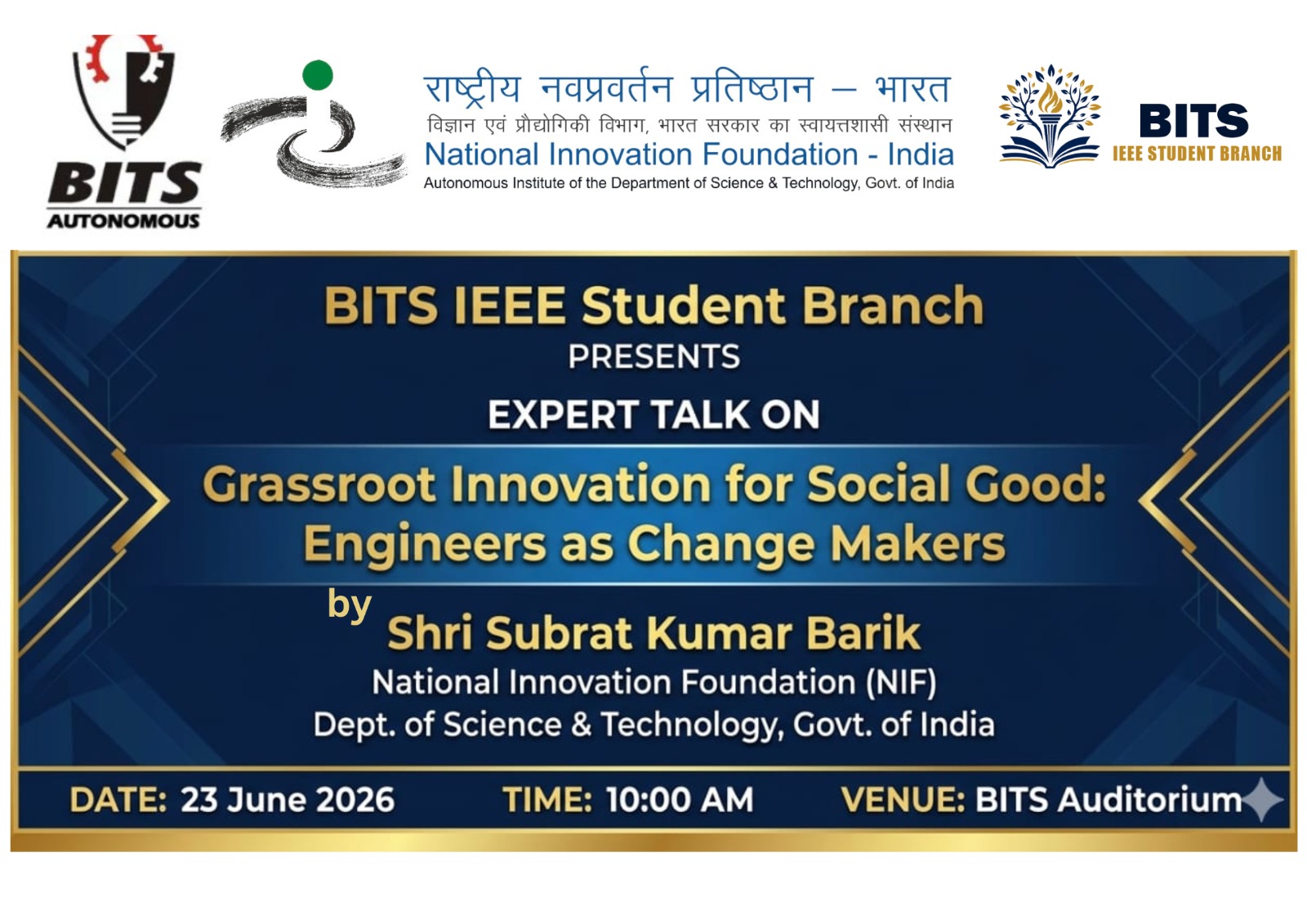  Expert Talk on Grassroot Innovation for Social Good: Engineers as Change Makers